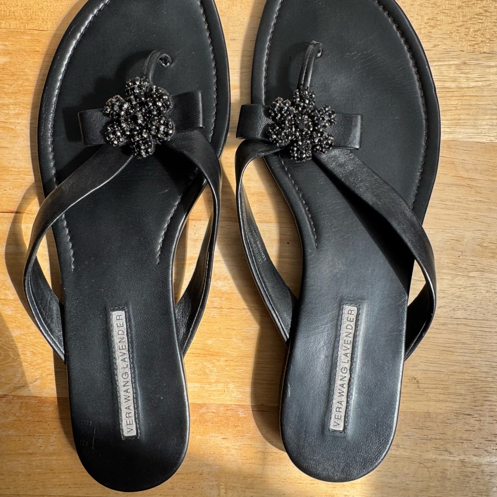Vera Wang Lavender Label Black Beaded Sandals